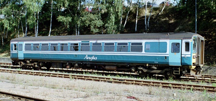 Anglia unit in Norwich station with the number 52309 on it side 